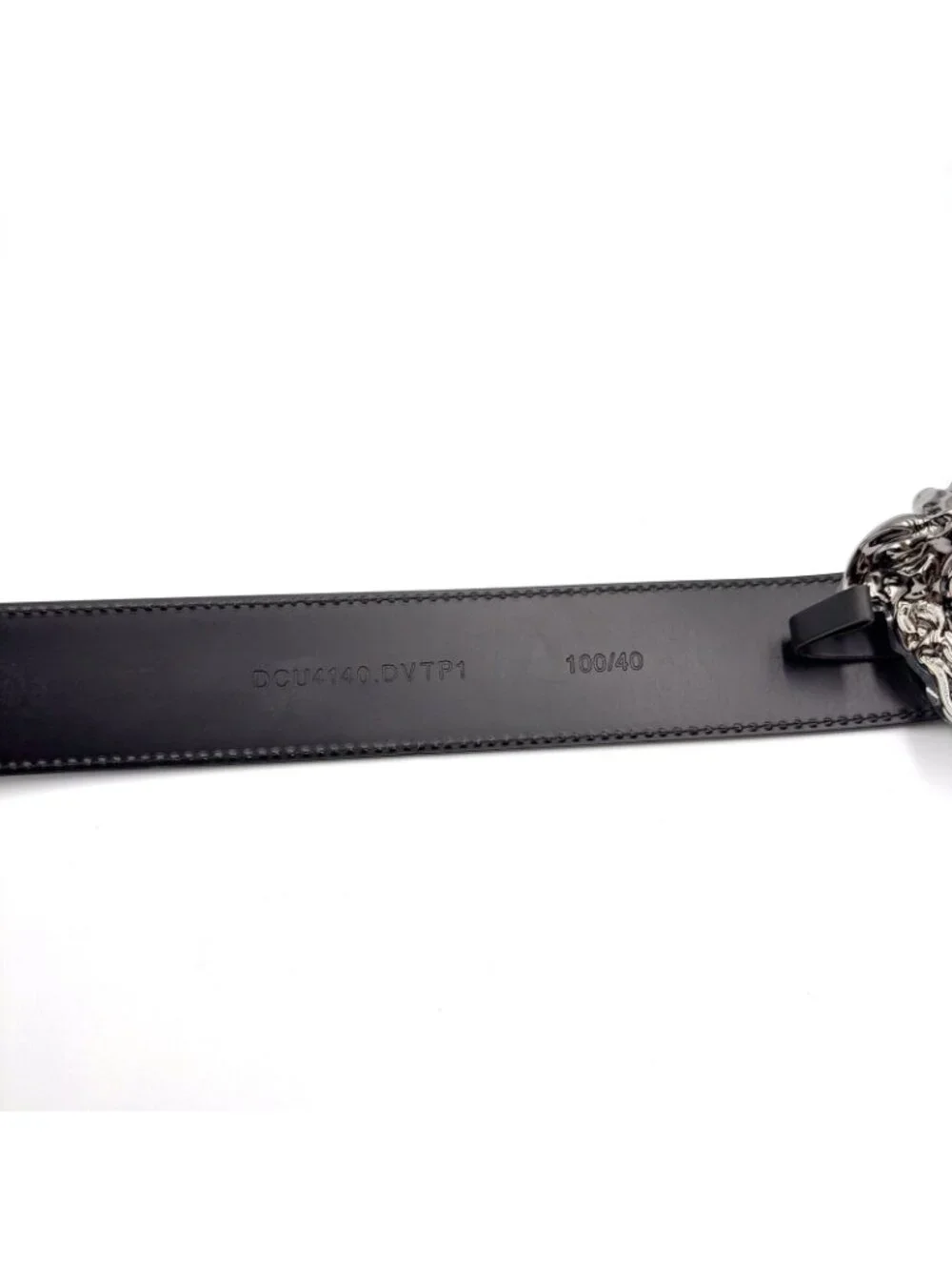 Versace Medusa Head Leather Black Belt Silver